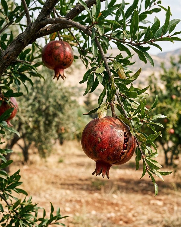 Ripening pomegranate fruit on the branch